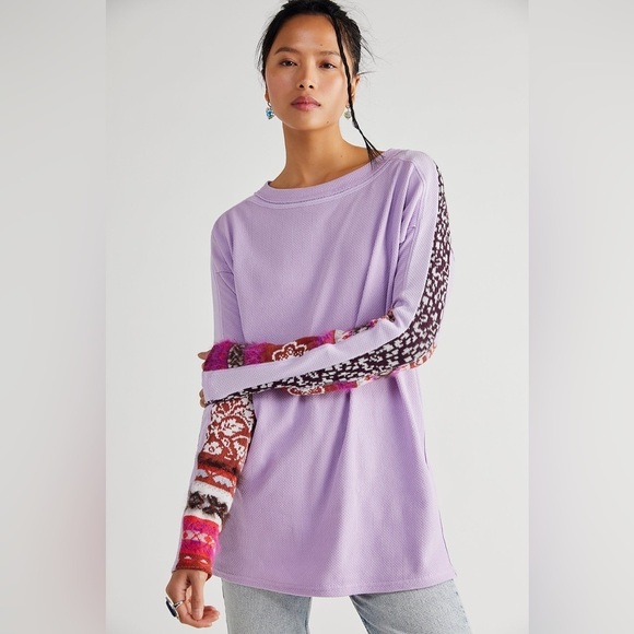 Free People Tops - Free People On My Way Cuff Top Lavender Purple Size XS Oversized